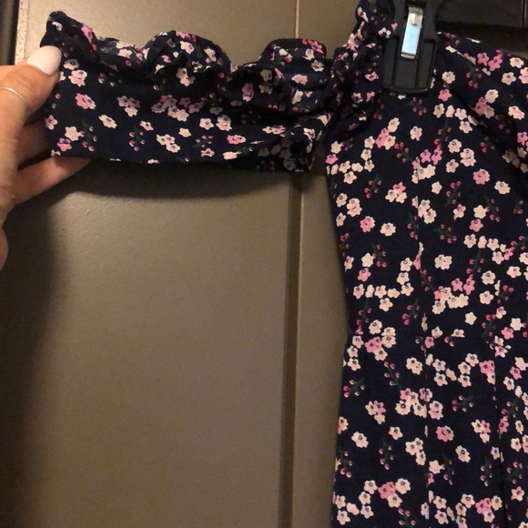 Reposh Chest area is a true small. Navy Floral Off Shoulder High Low Maxi Dress - Picture 5 of 5